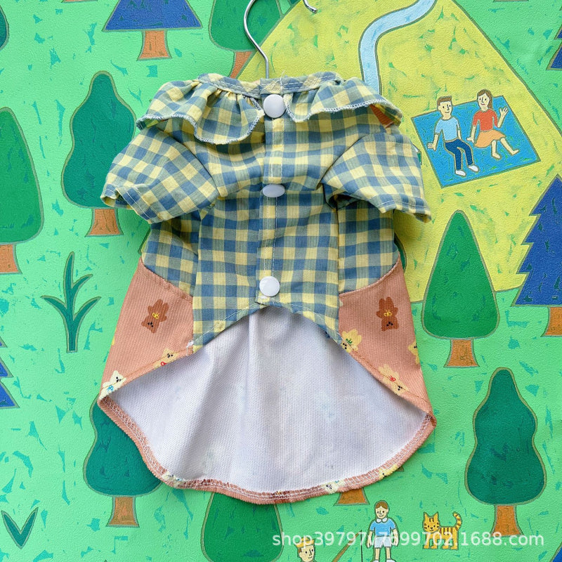 Dog Pink Dress Cute Cartoon Suspender Skirt for Small Dogs & Cats