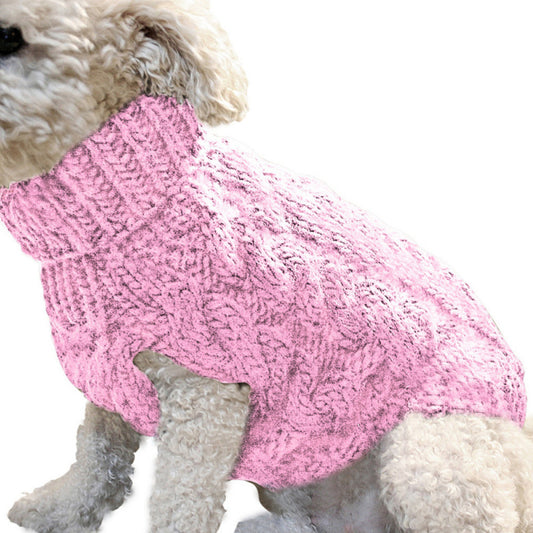 Dog Clothes Sweaters Solid Color Cable Knit Sweater for Fall Winter