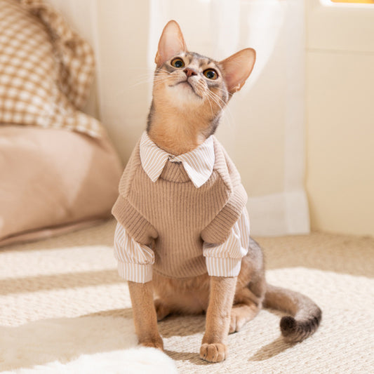 Dog Clothes T Shirt: Preppy 2-Piece Vest & Shirt Set for Cats & Dogs