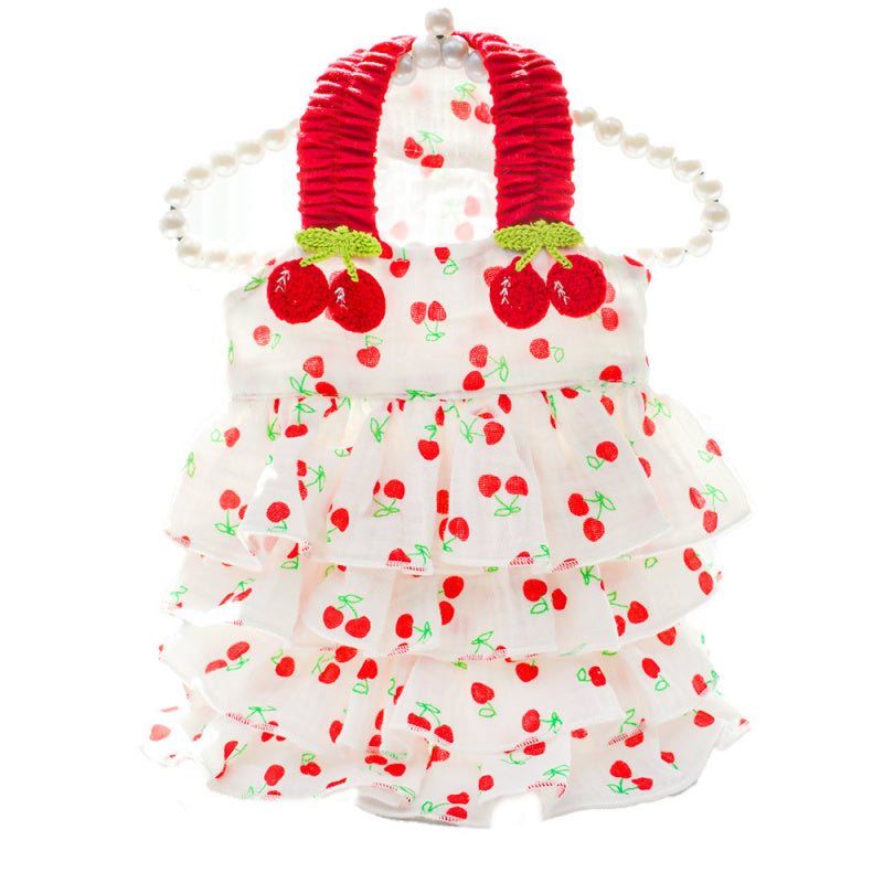 Pink Dog Dress Breathable Cotton Summer Clothes for Small Dogs Cats