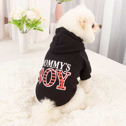 Black Dog Hoodie Fleece Warm with Leash Hole for Small Medium Dogs