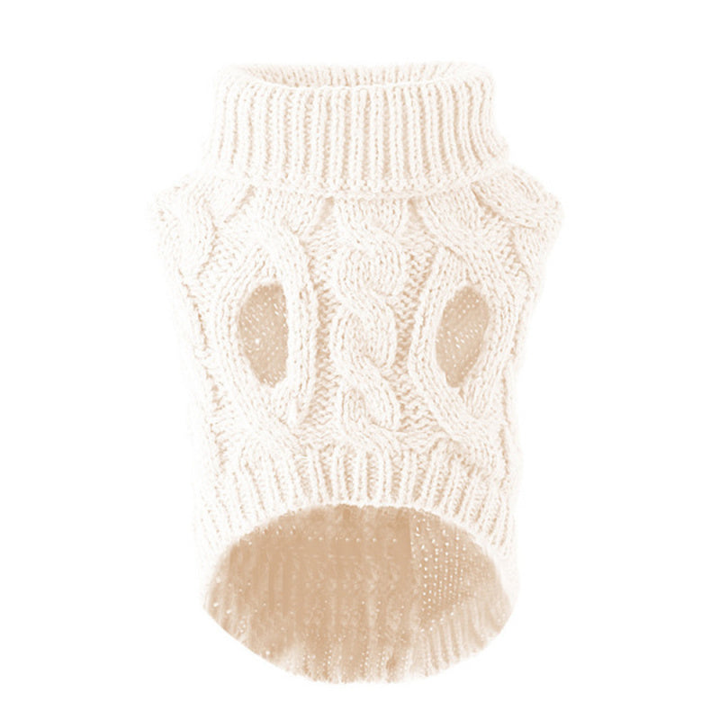 Dog Clothes Sweaters Solid Color Cable Knit Sweater for Fall Winter