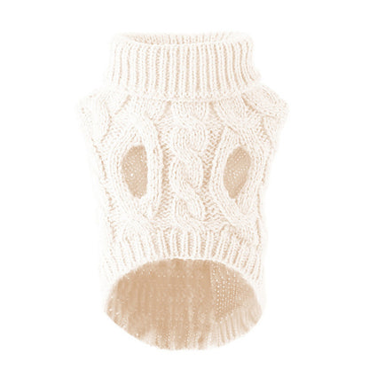 Dog Clothes Sweaters Solid Color Cable Knit Sweater for Fall Winter