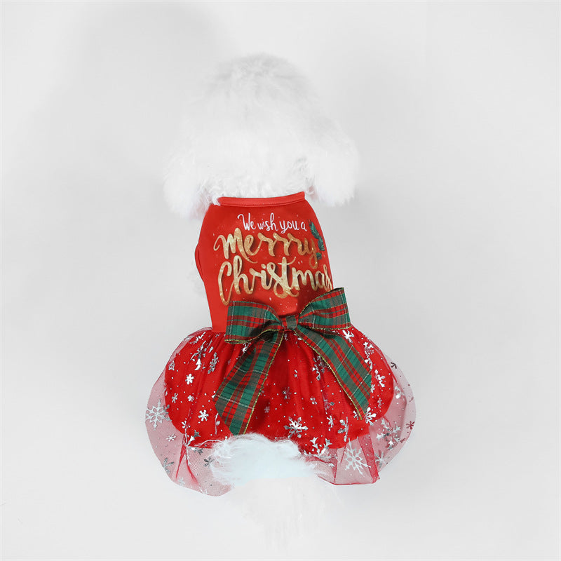 Christmas Dresses Dogs Mesh Tutu New Year Holiday Party Gown