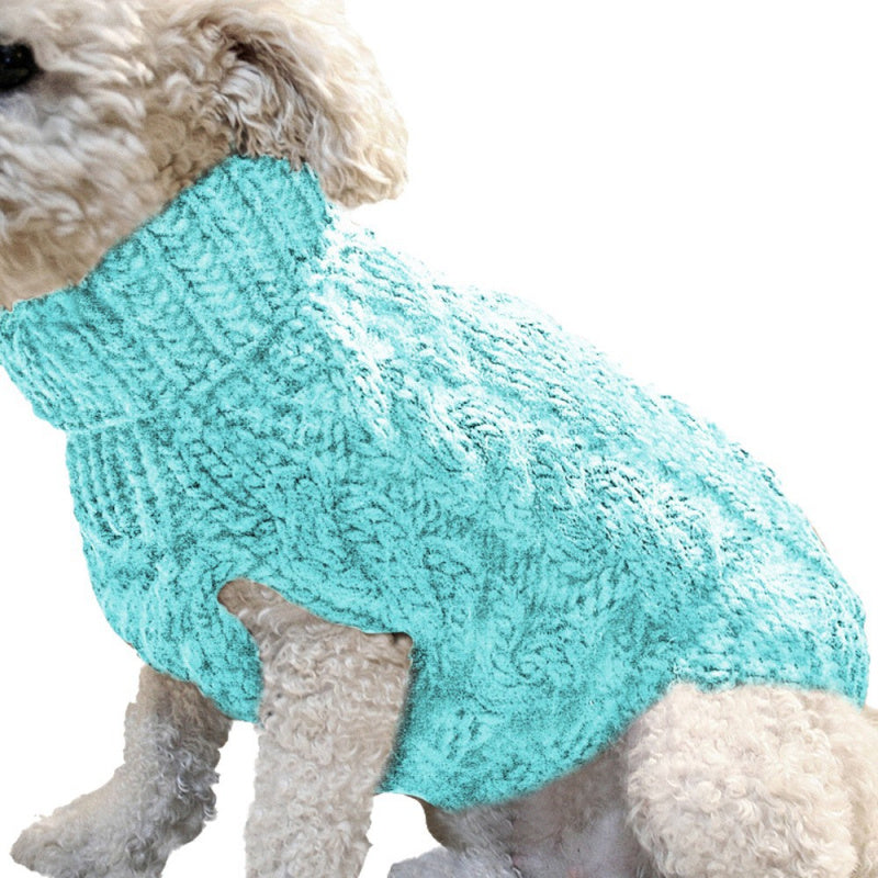 Dog Clothes Sweaters Solid Color Cable Knit Sweater for Fall Winter