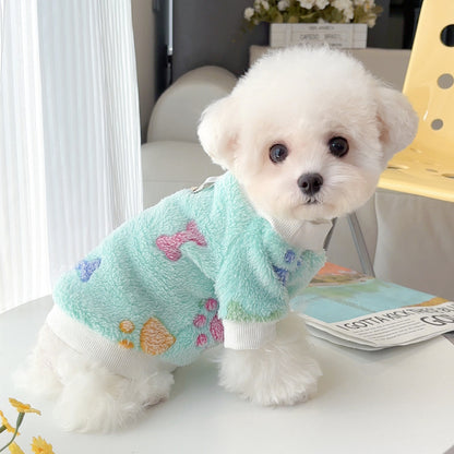 Warm Dog Sweaters Flannel Fleece Harness Vest for Small Dogs & Cats