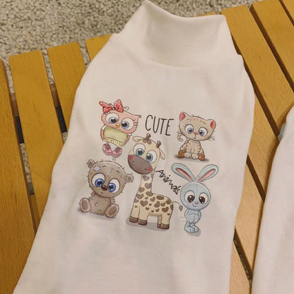 Hoodie with Dog Cartoon Print: Warm Fleece Base Layer for Small Dogs