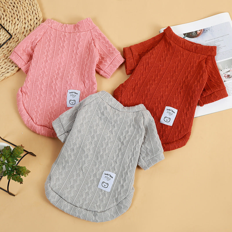 Dog Sweaters Pink Warm Knit Pet Clothes for Small Dogs & Cats