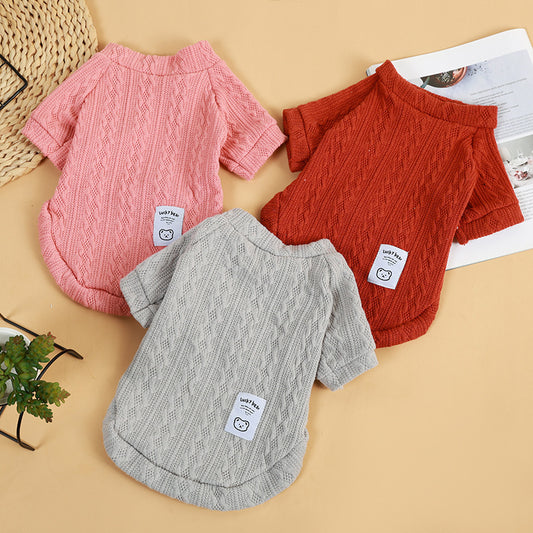 Dog Sweaters Pink Warm Knit Pet Clothes for Small Dogs & Cats