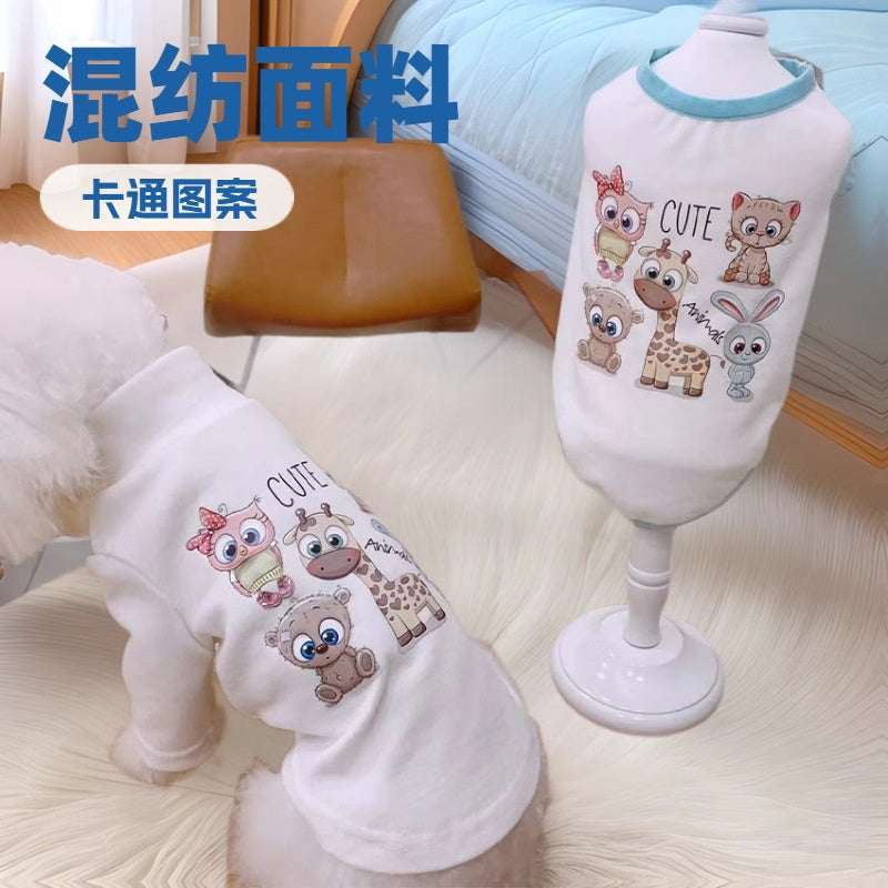 Hoodie with Dog Cartoon Print: Warm Fleece Base Layer for Small Dogs