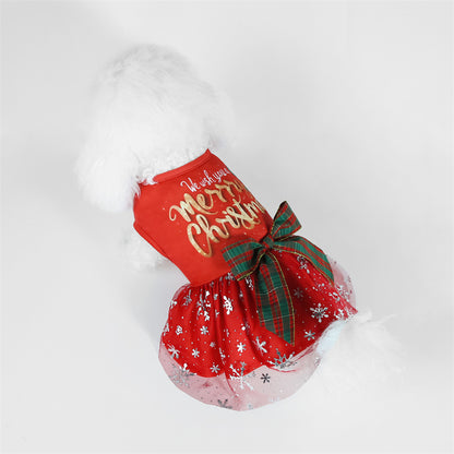 Christmas Dresses Dogs Mesh Tutu New Year Holiday Party Gown