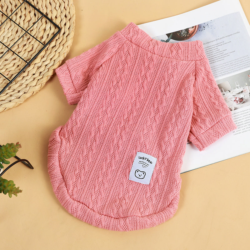 Dog Sweaters Pink Warm Knit Pet Clothes for Small Dogs & Cats