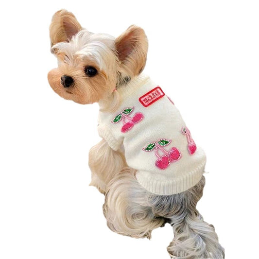 Dog Sweaters for Small Dogs Princess Cherry Design for Maltese Bichon