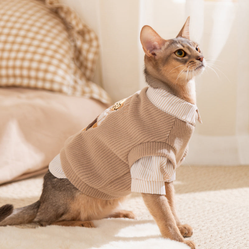 Dog Clothes T Shirt: Preppy 2-Piece Vest & Shirt Set for Cats & Dogs