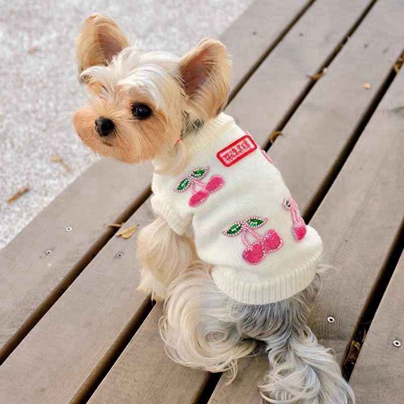 Dog Sweaters for Small Dogs Princess Cherry Design for Maltese Bichon