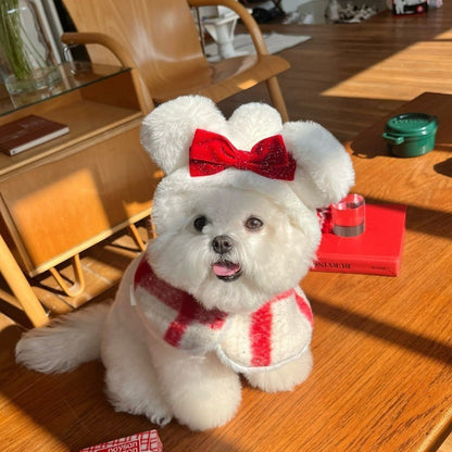 Dog Christmas Dress Plaid Cotton Sweetheart Skirt for Small Dogs