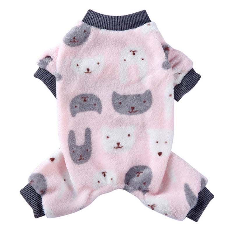 Pajamas for Dogs Plush Fleece Winter Warm Loungewear for Small Puppy