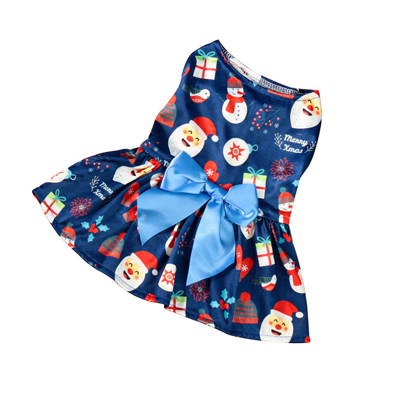 Dog Dress Pattern Festive New Year Christmas Party Dress for Dogs