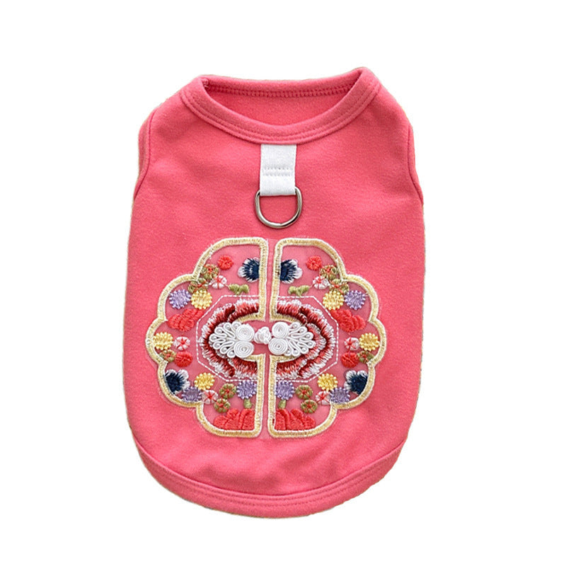Dog Summer Clothes Embroidered Chinese Style Pet Vest for Cats & Dogs
