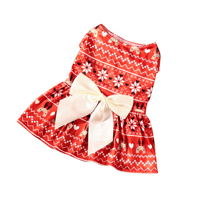 Dog Dress Pattern Festive New Year Christmas Party Dress for Dogs