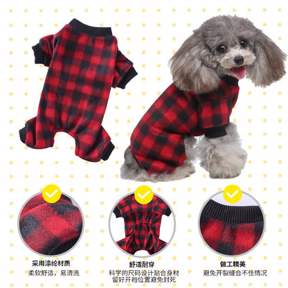 Pajamas for Dogs Plush Fleece Winter Warm Loungewear for Small Puppy