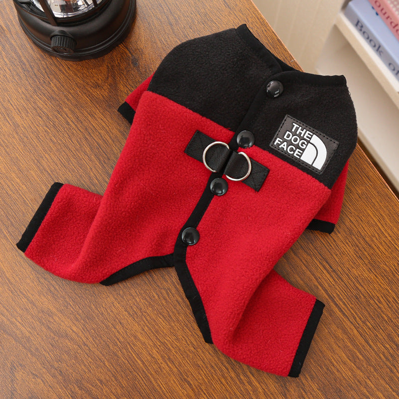 Dog Clothes Winter Color Block Thick Thermal Onesie for Small Dogs