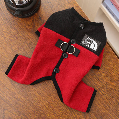 Dog Clothes Winter Color Block Thick Thermal Onesie for Small Dogs