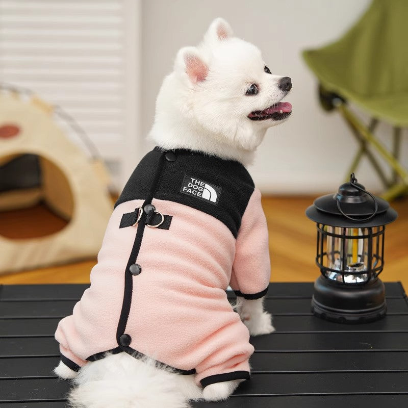 Dog Clothes Winter Color Block Thick Thermal Onesie for Small Dogs