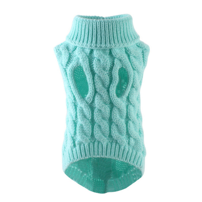 Dog Clothes Sweaters Solid Color Cable Knit Sweater for Fall Winter