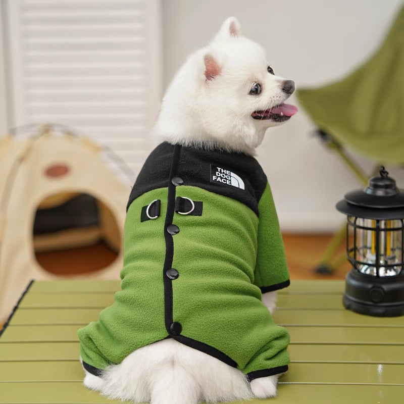 Dog Clothes Winter Color Block Thick Thermal Onesie for Small Dogs