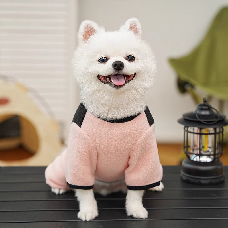 Dog Clothes Winter Color Block Thick Thermal Onesie for Small Dogs