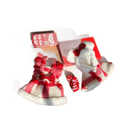 Dog Christmas Dress Plaid Cotton Sweetheart Skirt for Small Dogs