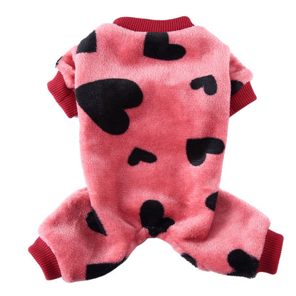 Pajamas for Dogs Plush Fleece Winter Warm Loungewear for Small Puppy