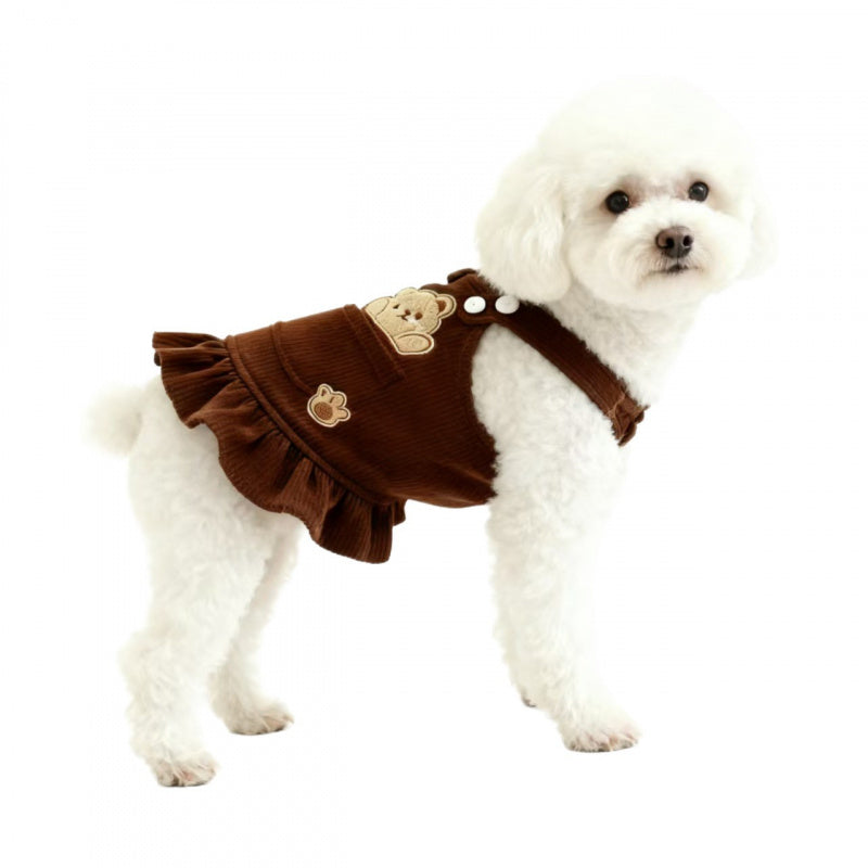 Dog Dress Patterns Warm Thermal Pet Skirt with Suspenders for Dogs