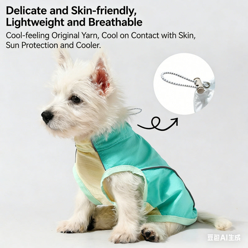 Easy-fit cooling dog vest with buckle straps for active dogs playing outdoors
