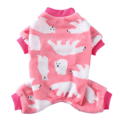 Pajamas for Dogs Plush Fleece Winter Warm Loungewear for Small Puppy