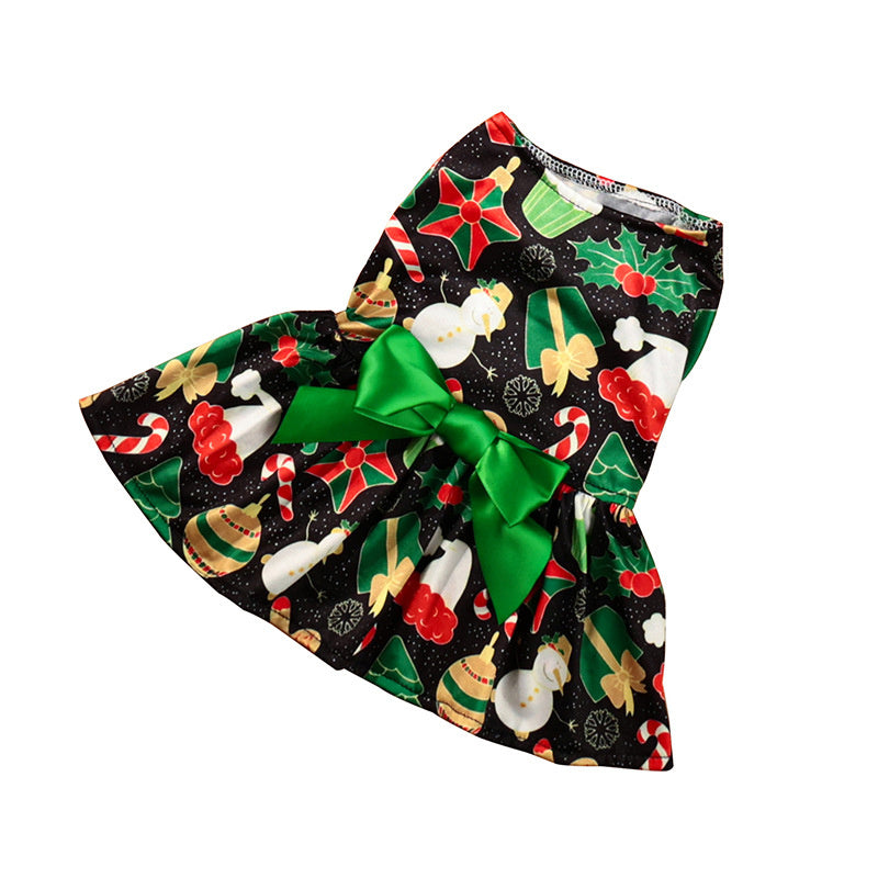 Dog Dress Pattern Festive New Year Christmas Party Dress for Dogs
