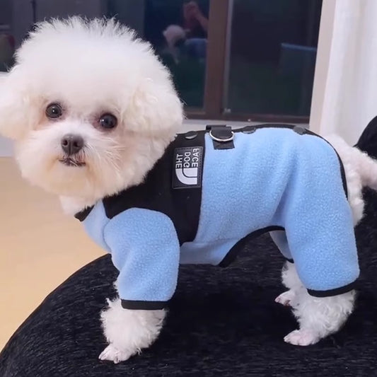 Dog Clothes Winter Color Block Thick Thermal Onesie for Small Dogs