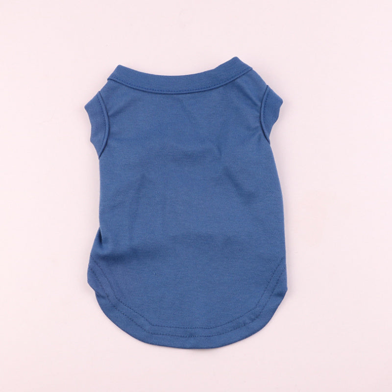 Blue solid color pet vests, simple and versatile dog tank top for everyday use
