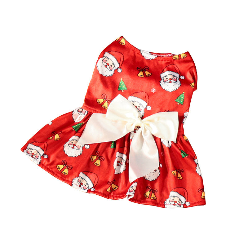 Dog Dress Pattern Festive New Year Christmas Party Dress for Dogs