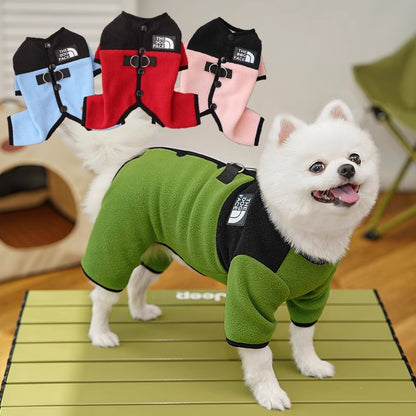Dog Clothes Winter Color Block Thick Thermal Onesie for Small Dogs