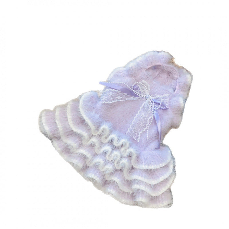 Dress of Dog Mink Velvet Formal Evening Gown for Yorkie Maltese