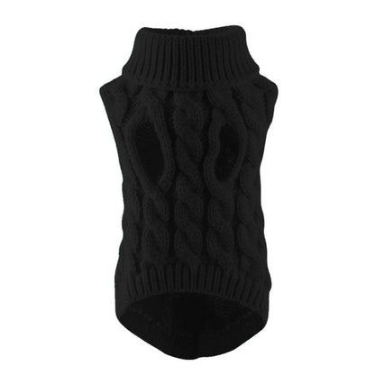 Dog Clothes Sweaters Solid Color Cable Knit Sweater for Fall Winter