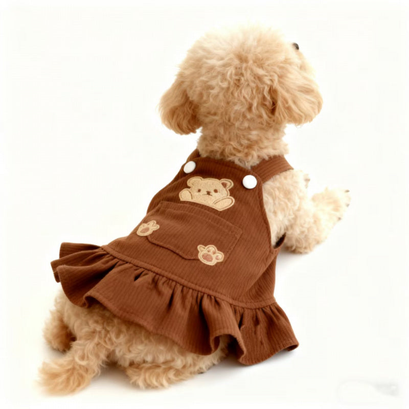 Dog Dress Patterns Warm Thermal Pet Skirt with Suspenders for Dogs