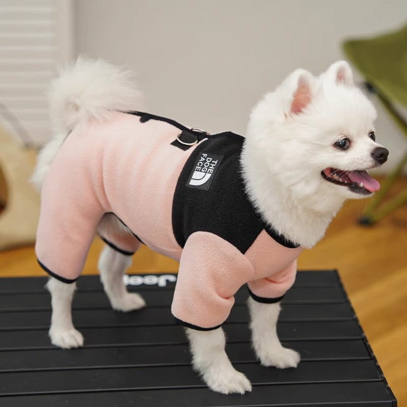 Dog Clothes Winter Color Block Thick Thermal Onesie for Small Dogs