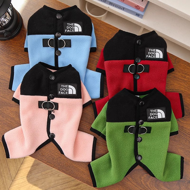Dog Clothes Winter Color Block Thick Thermal Onesie for Small Dogs