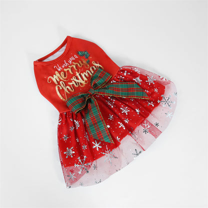 Christmas Dresses Dogs Mesh Tutu New Year Holiday Party Gown