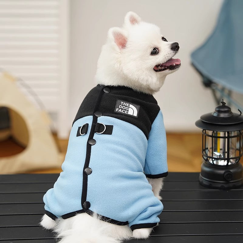 Dog Clothes Winter Color Block Thick Thermal Onesie for Small Dogs