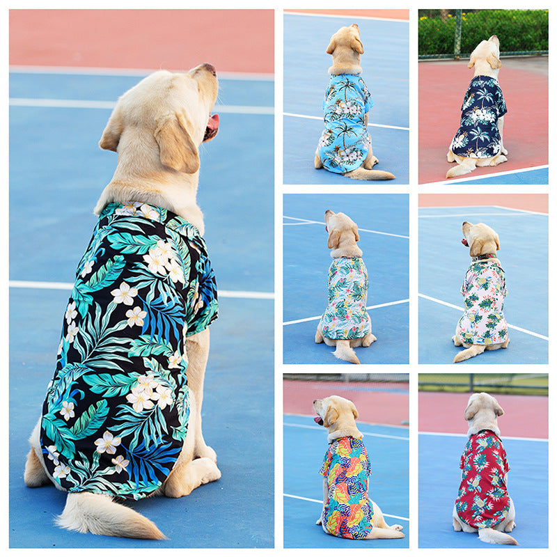Dog Hawaiian Shirt: Breathable Floral Beach Wear for Small & Large Dogs