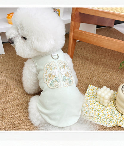 Dog Summer Clothes Embroidered Chinese Style Pet Vest for Cats & Dogs